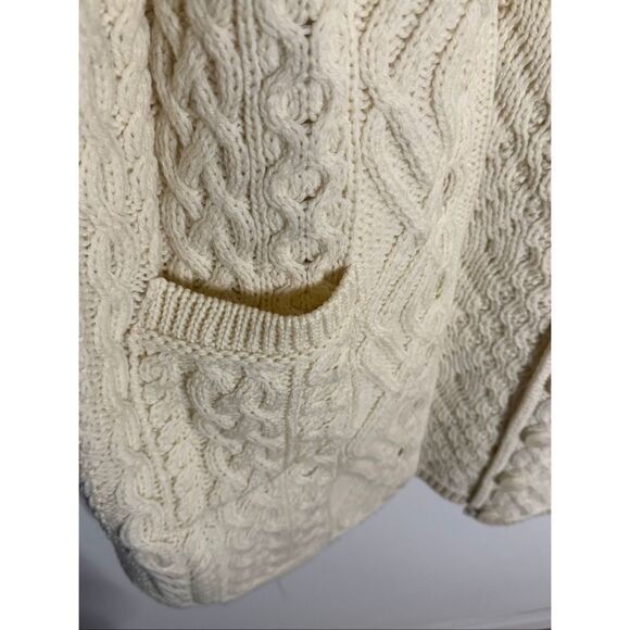 NWOT Aran Crafts 100%  Merino Wool Button Front Cardigan Sweater Cable Knit - Picture 3 of 5